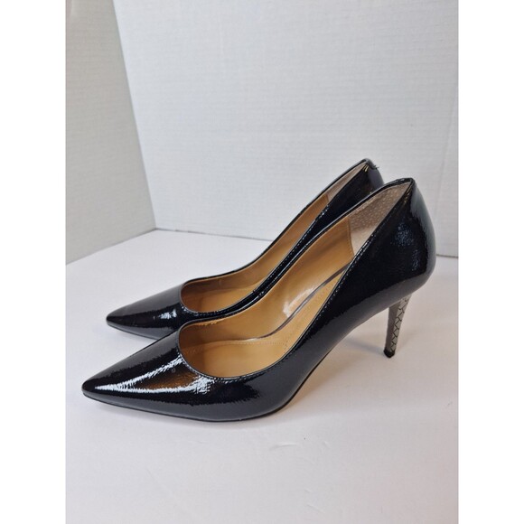 J RENEE Maressa Pearlized Black Patent Leather Pumps Heels Sz 9.5M Mob Wife Goth - Picture 6 of 8